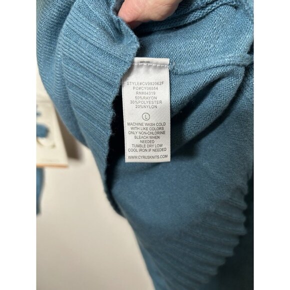 Cyrus Womens Blue Teal Long Sleeve Round Neck Pullover Sweater Size Large NWT - Picture 8 of 8